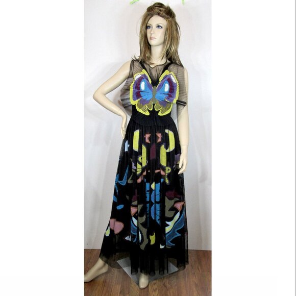 Mary Katrantzou Monroe Butterfly Print Tulle Dress, Womens Size US 4 - Picture 2 of 6